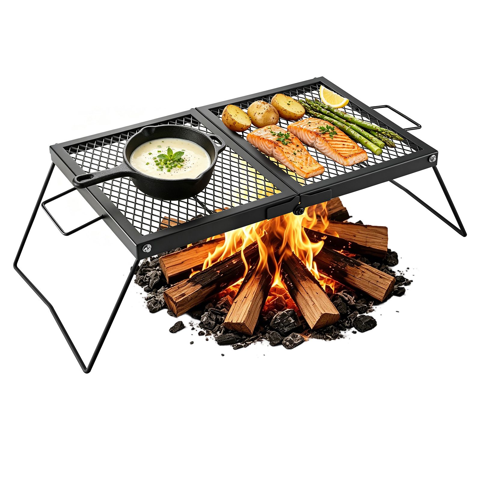 Camping Cooking Over Fire - Ağır Hizmet Tipi Katlanabilir Kamp Ateşi