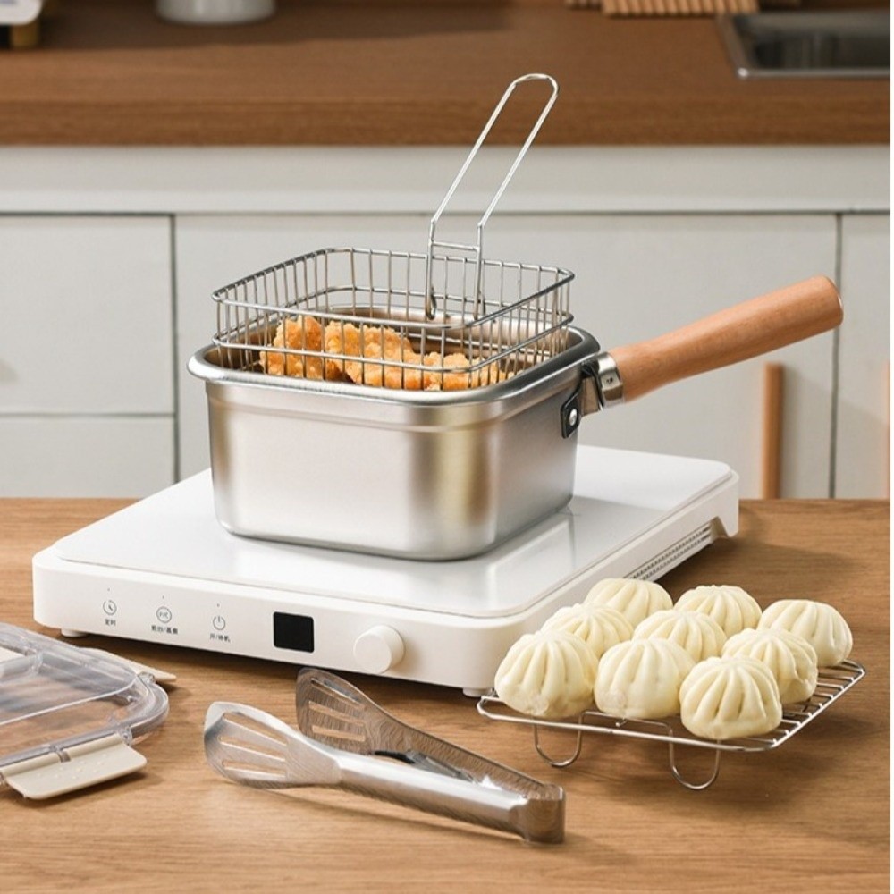 Camping Cooking Utensils Storage - Taşınabilir Paslanmaz Çelik Kızartma Tavası Kare