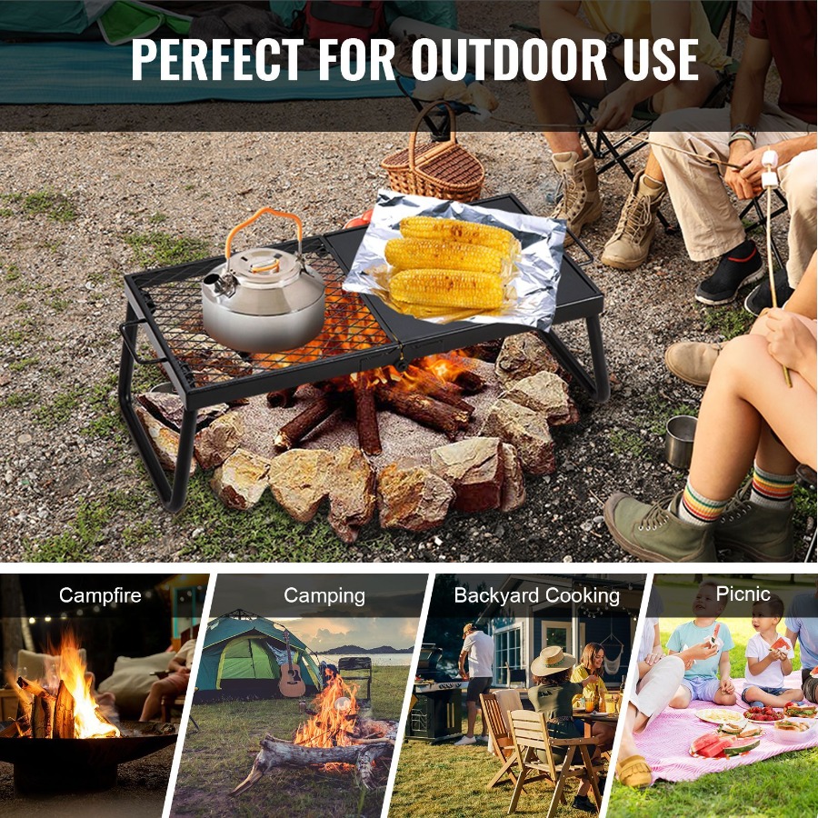Camping Cooking Over Fire - Katlanabilir Kamp Ateşi Izgarası Ağır Hizmet