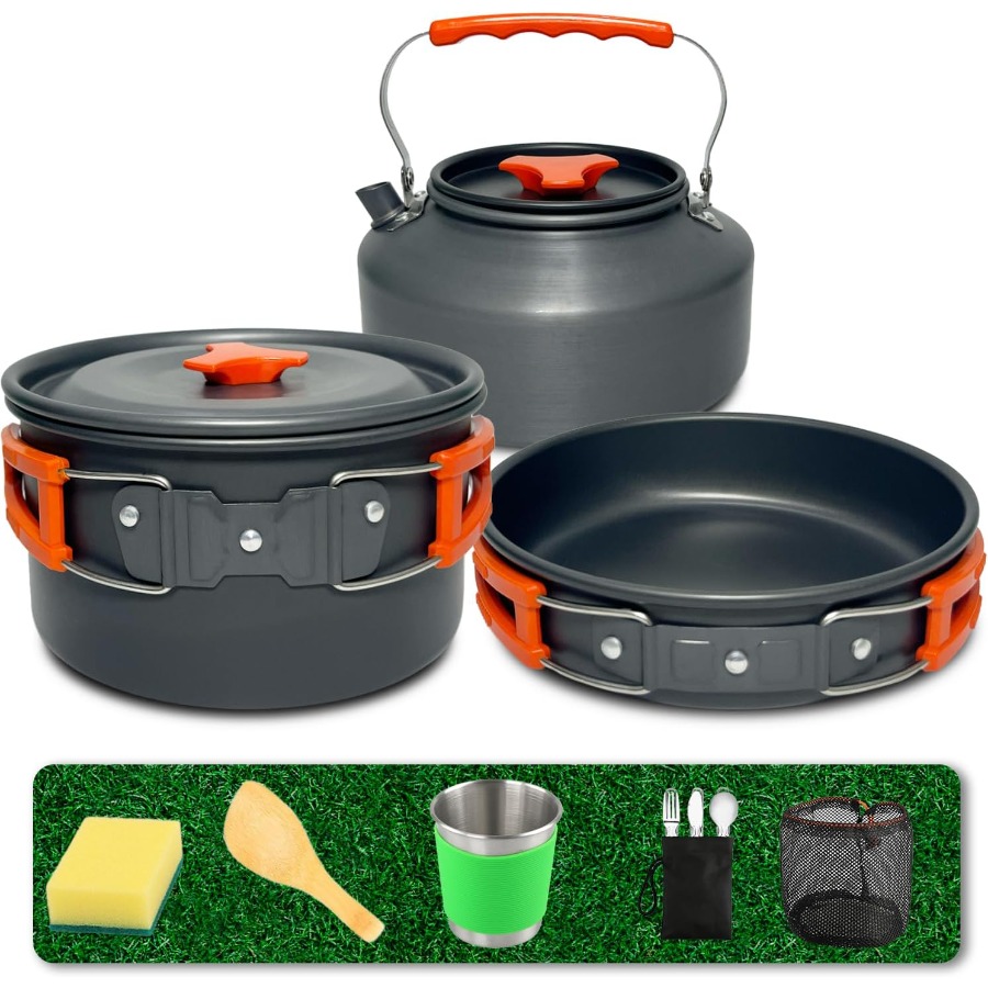 Camping Cooking Pot Set - Kamp Yemek Seti: 35oz Yapışmaz Tencere