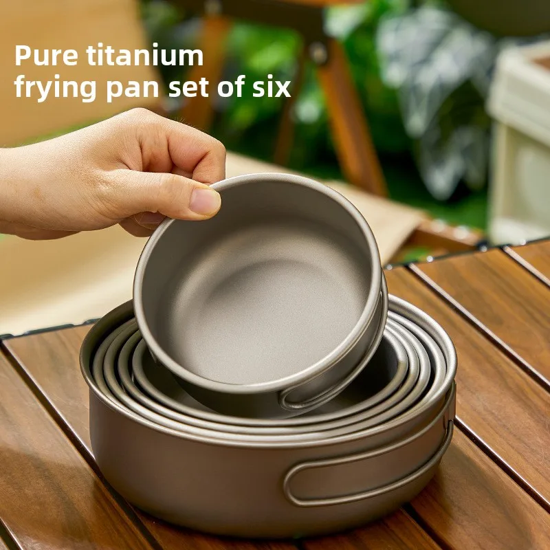 Camping Cooking Set Lightweight - Titanyum Açık Pot Seti Piknik Kamp