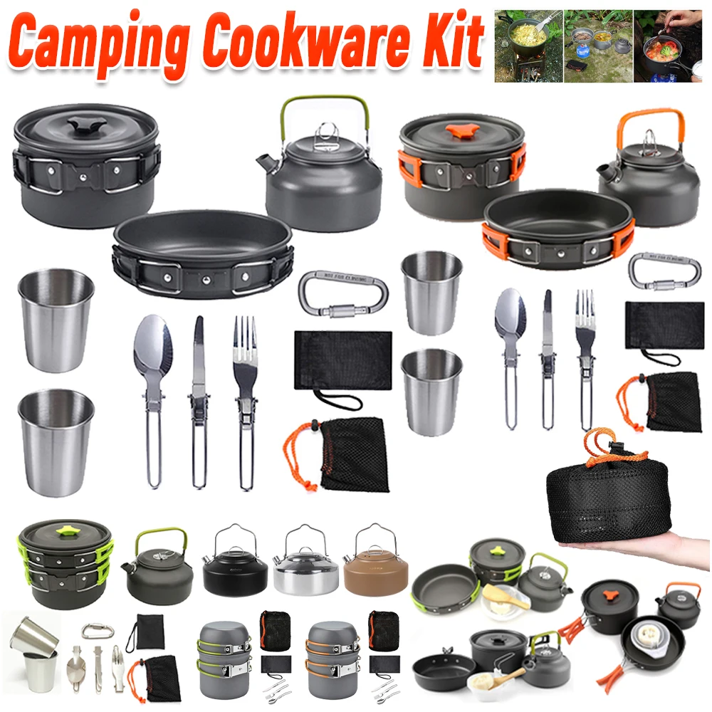 Camping Cooking Set Lightweight - Kamp Tencere Seti Su Isıtıcısı Tencere