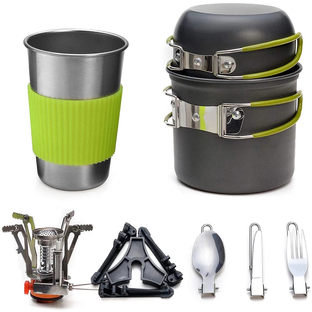 Camping Cooking Pot Set - Kamp Tencere Seti Soba ile Açık