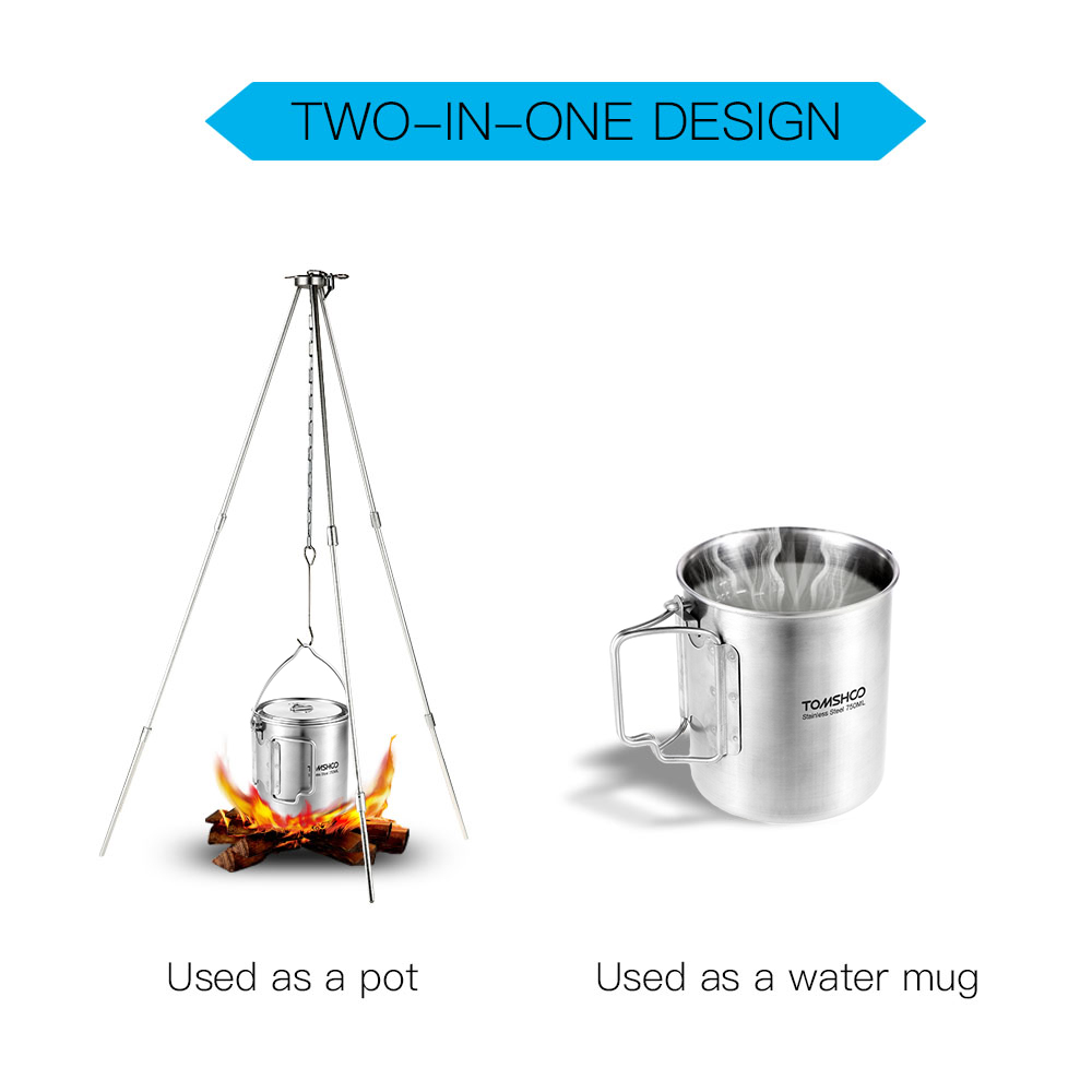 TOMSHOO 750ml Paslanmaz Çelik  - Camping Cooking Cup incelemesi ve fiyatı