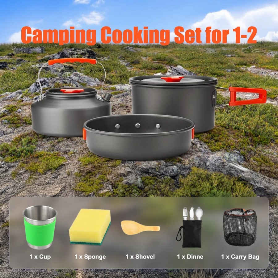 Kamp Yemek Seti: 35oz Yapışmaz - Camping Cooking Pot Set incelemesi ve fiyatı
