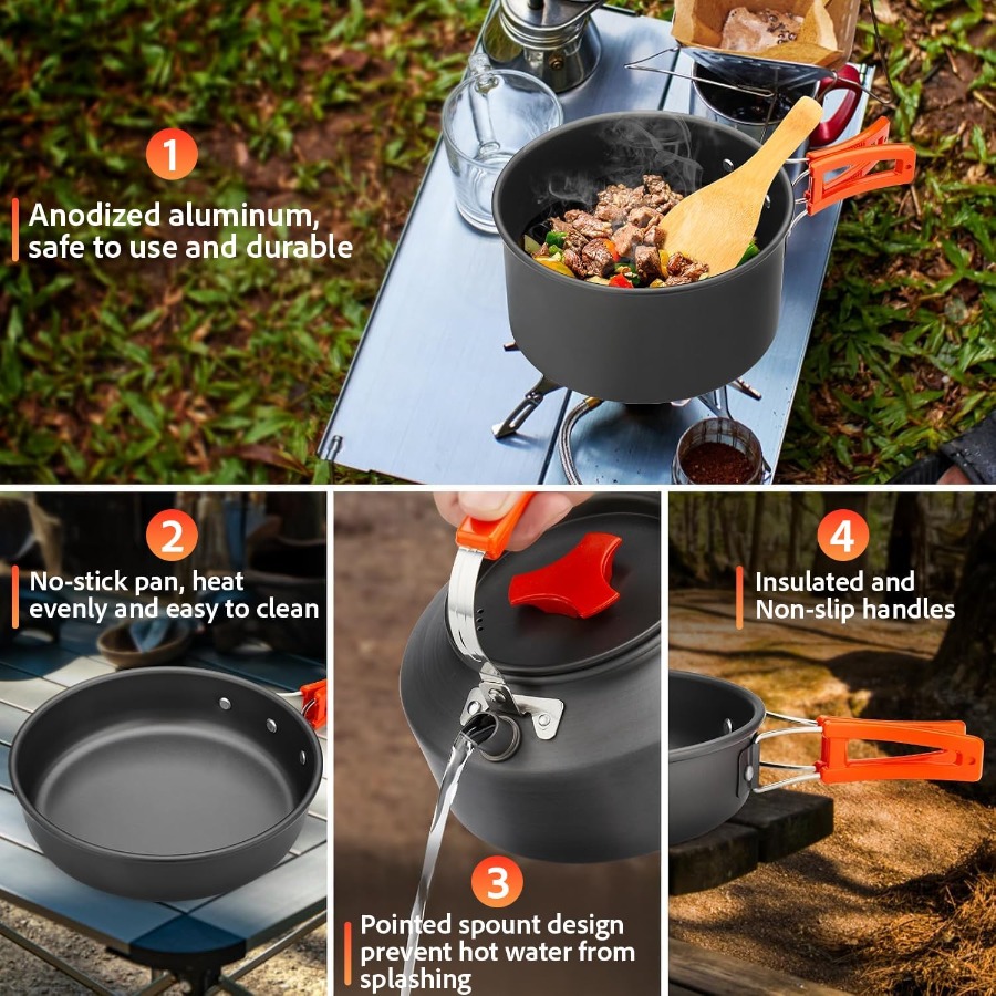 Kamp Yemek Seti: 35oz Yapışmaz - Camping Cooking Pot Set incelemesi ve fiyatı