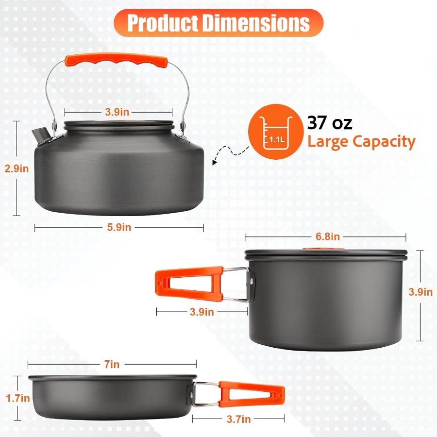 Kamp Yemek Seti: 35oz Yapışmaz - Camping Cooking Pot Set incelemesi ve fiyatı